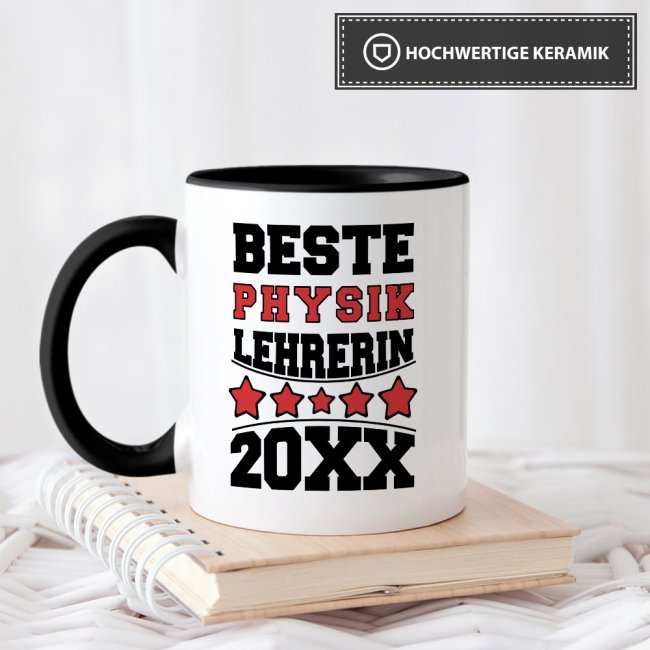 Tasse Beste Physik-Lehrerin Schwarz