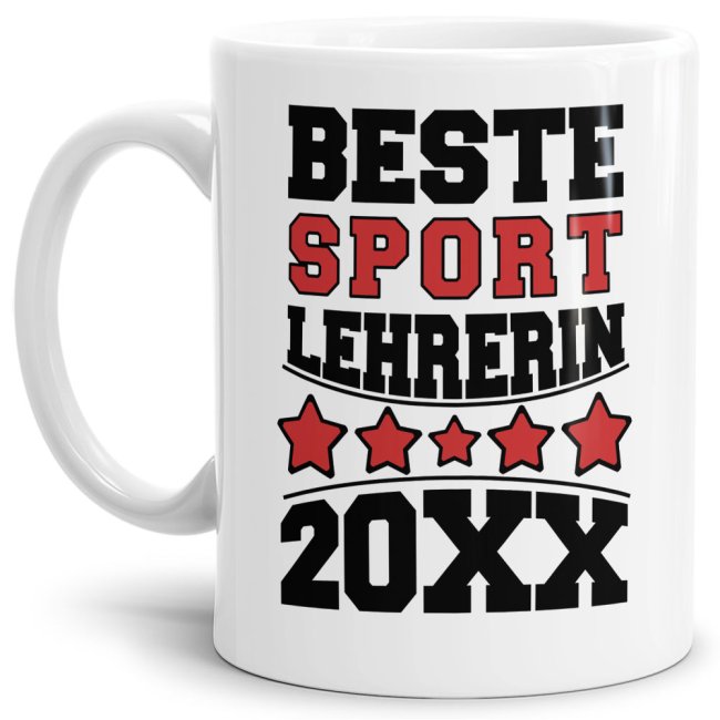 Tasse Beste Sport-Lehrerin Weiss