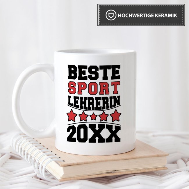 Tasse Beste Sport-Lehrerin Weiss