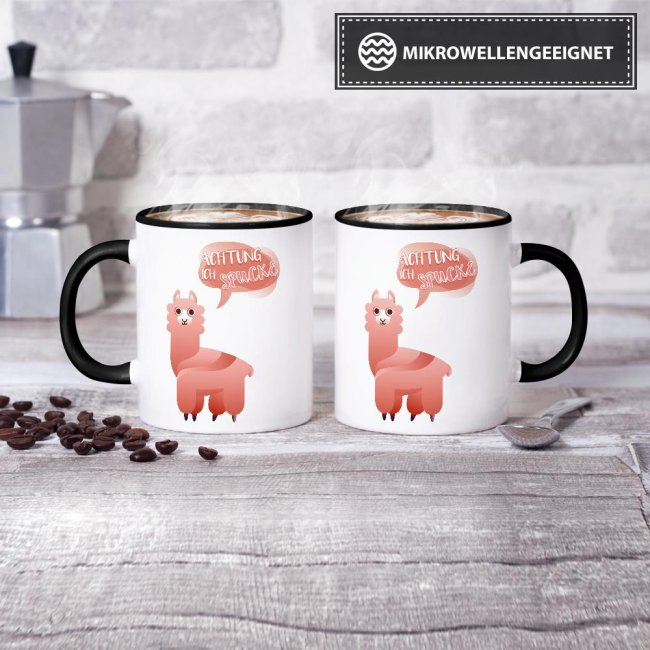 Tasse Achtung ich spucke Schwarz