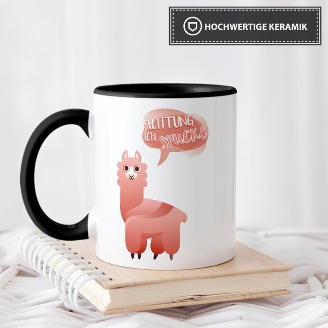 Tasse Achtung ich spucke Schwarz