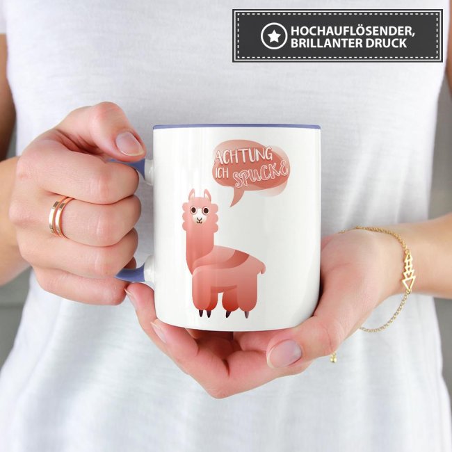 Tasse Achtung ich spucke Cambridge-Blau