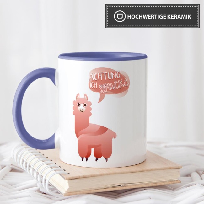 Tasse Achtung ich spucke Cambridge-Blau