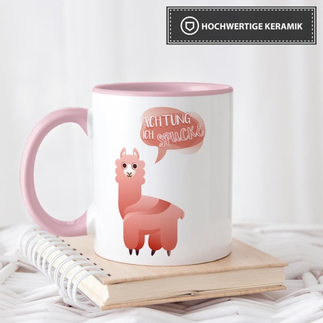 Tasse Achtung ich spucke Rosa