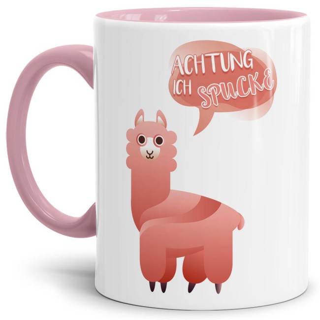 Tasse Achtung ich spucke Rosa