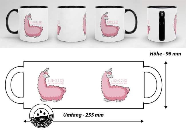 Tasse A lama a day Schwarz