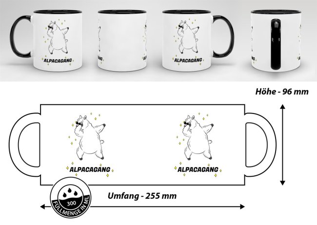 Tasse Alpacagang Schwarz