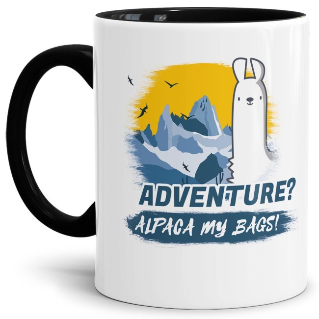 Tasse Alpaca my bags adventure Schwarz