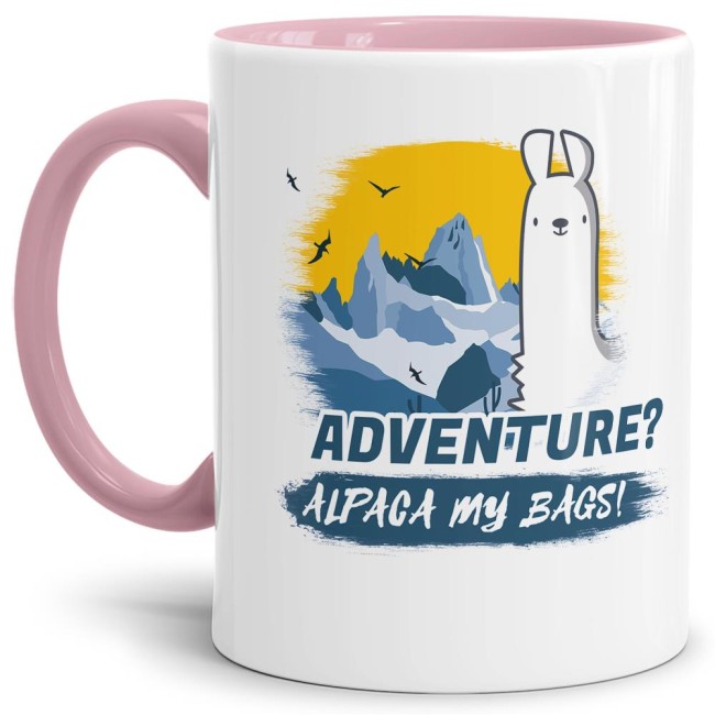 Tasse Alpaca my bags adventure Rosa