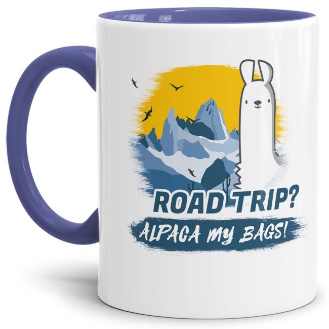 Tasse Alpaca my bags road trip Cambridge-Blau