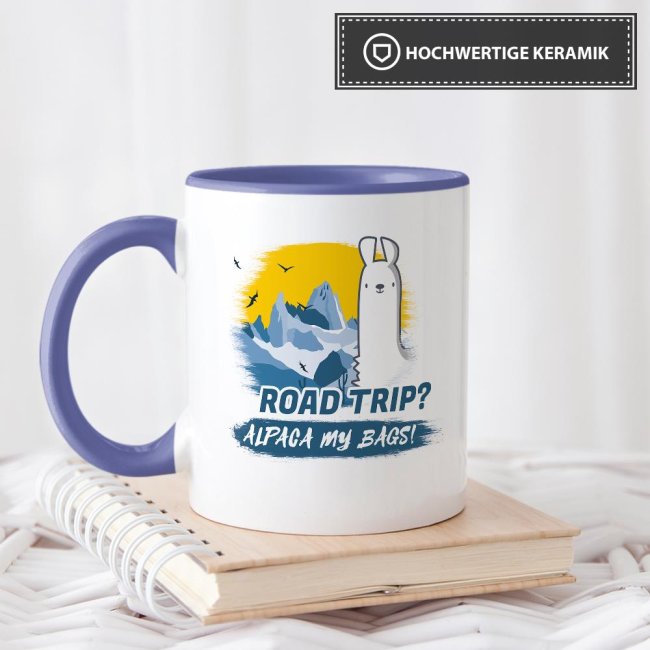 Tasse Alpaca my bags road trip Cambridge-Blau