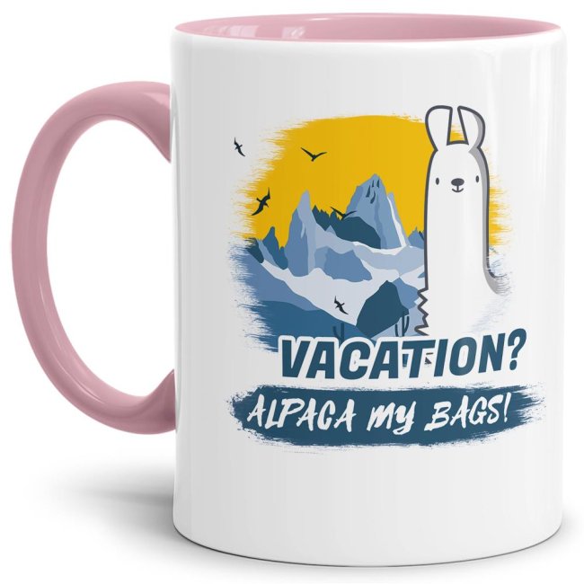 Tasse Alpaca my bags vacation Rosa