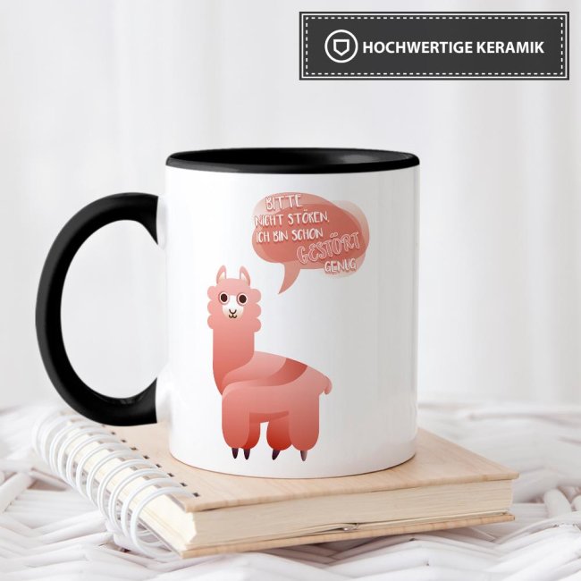 Tasse Bitte nicht st&ouml;ren ich bin gest&ouml;rt genug Schwarz