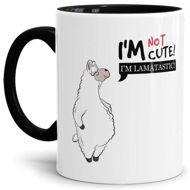 Tasse Im not cute im lamatastic Schwarz