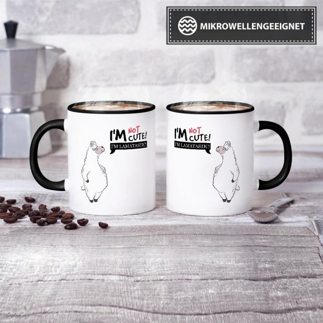 Tasse Im not cute im lamatastic Schwarz
