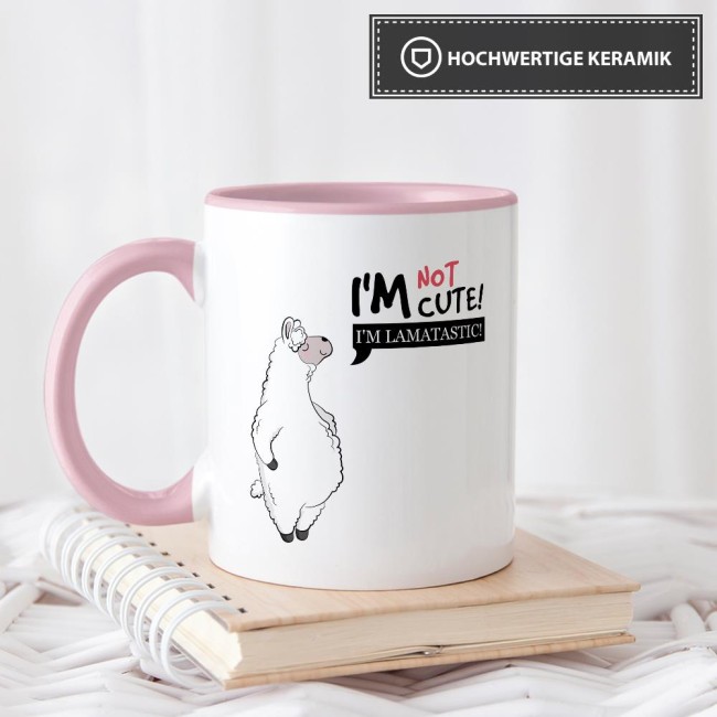 Tasse Im not cute im lamatastic Rosa