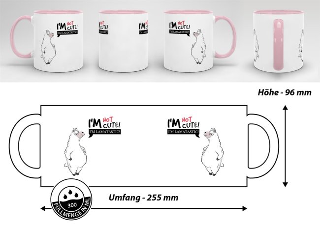 Tasse Im not cute im lamatastic Rosa