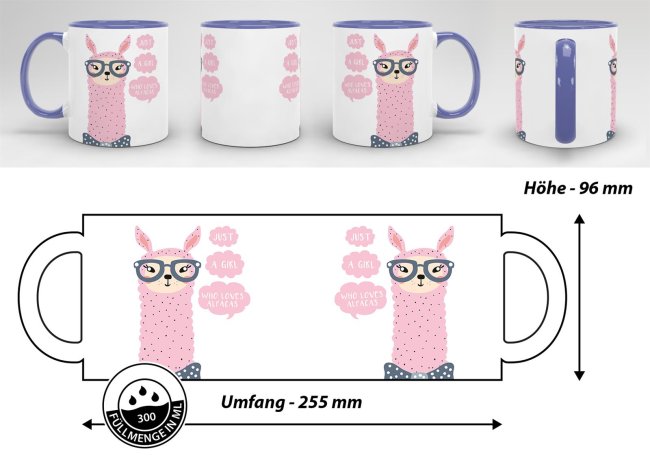 Tasse Just a girl who loves alpacas Cambridge-Blau