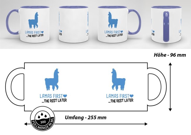 Tasse Lamas first rest later blau Cambridge-Blau