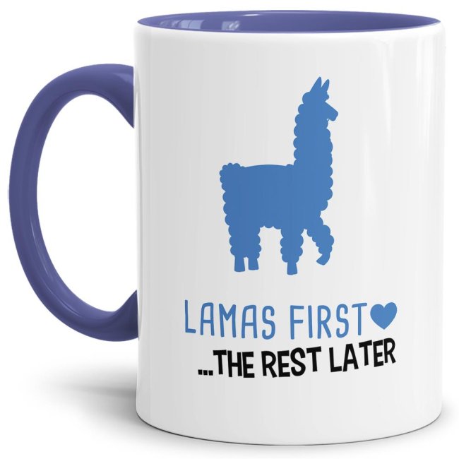 Tasse Lamas first rest later blau Cambridge-Blau