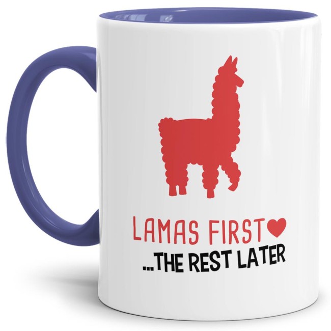 Tasse Lamas first rest later rot Cambridge-Blau