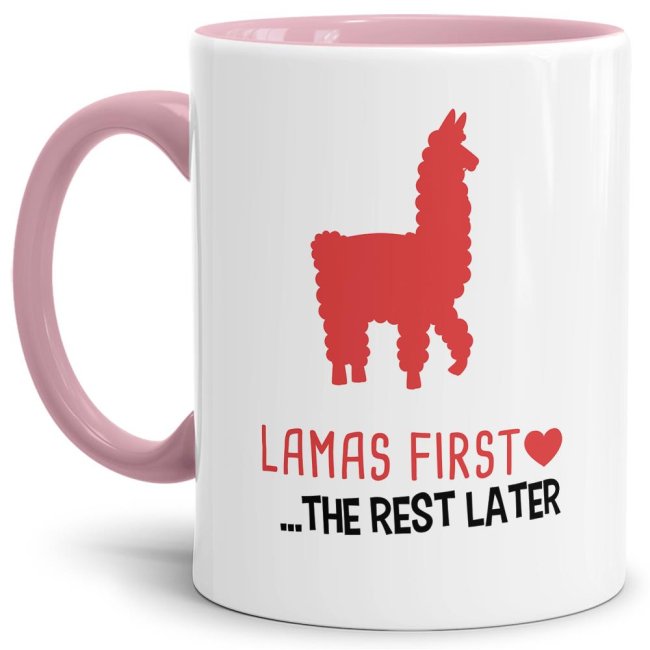 Tasse Lamas first rest later rot Rosa