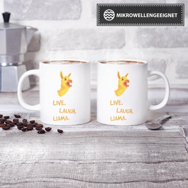 Tasse Live laugh llama Weiss