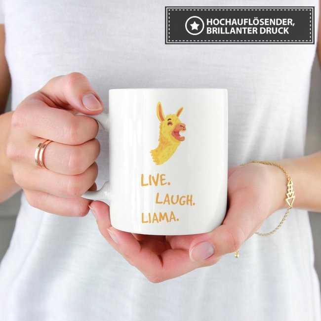 Tasse Live laugh llama Weiss