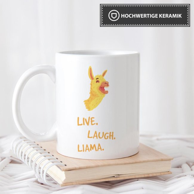 Tasse Live laugh llama Weiss