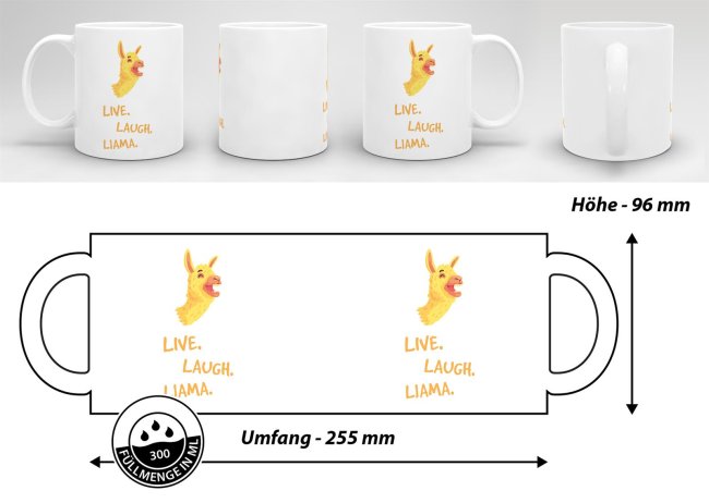 Tasse Live laugh llama Weiss
