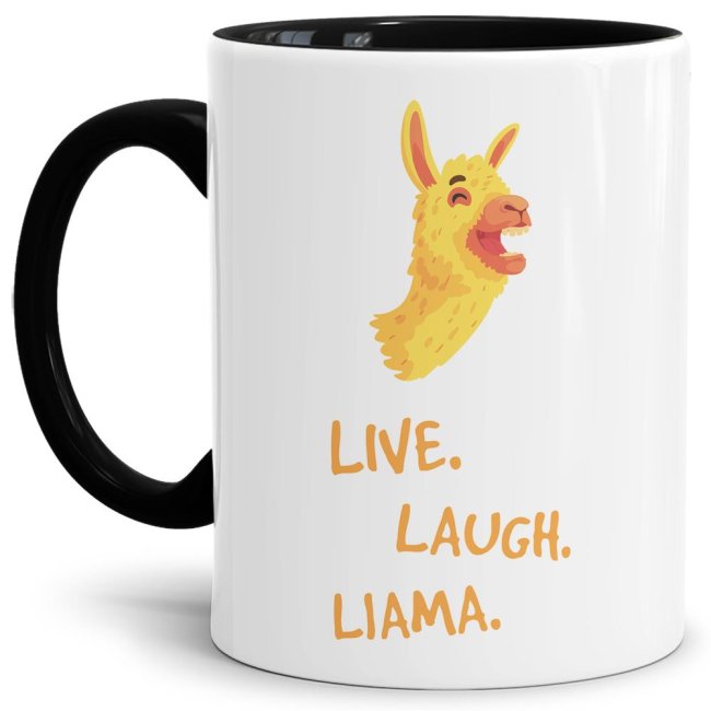 Tasse Live laugh llama Schwarz