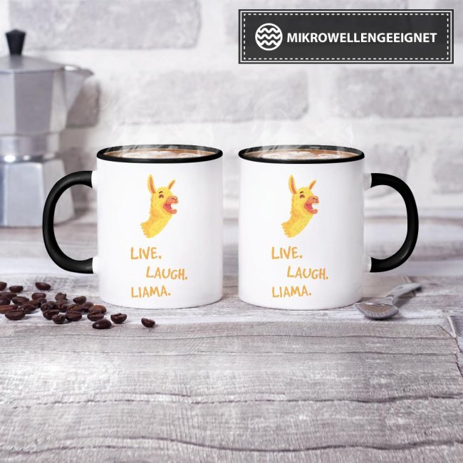 Tasse Live laugh llama Schwarz
