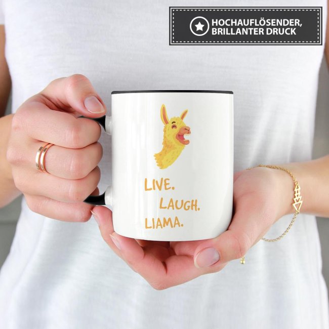Tasse Live laugh llama Schwarz