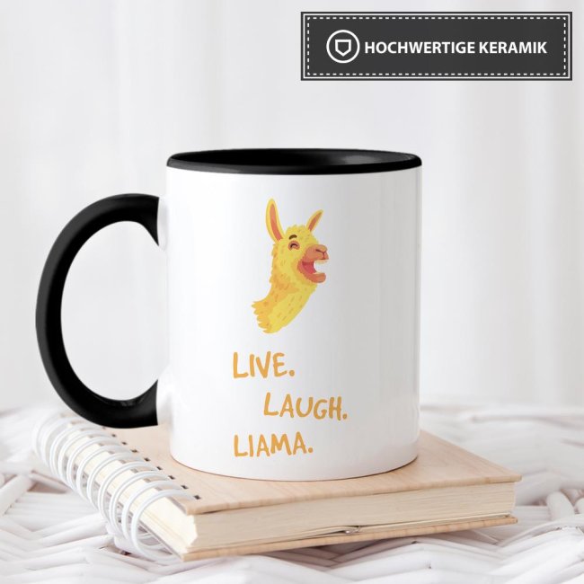 Tasse Live laugh llama Schwarz