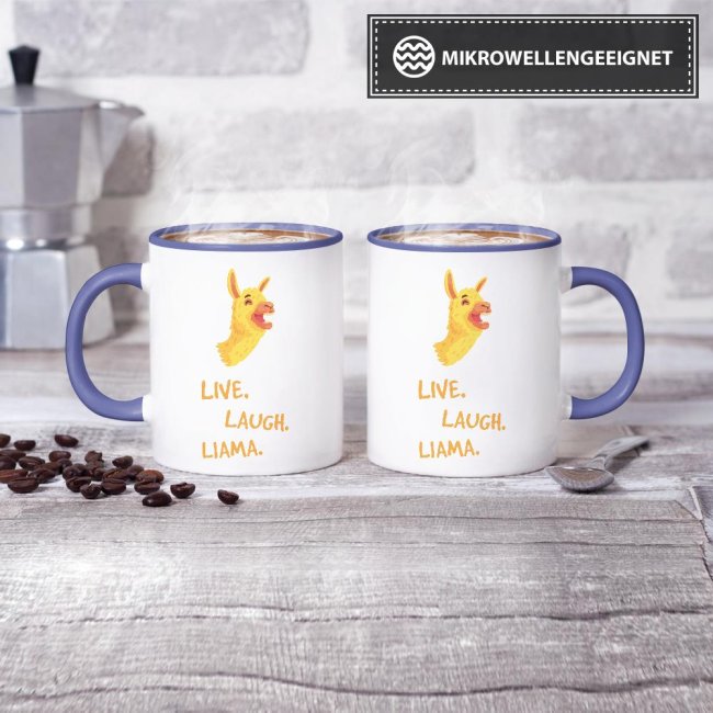Tasse Live laugh llama Cambridge-Blau