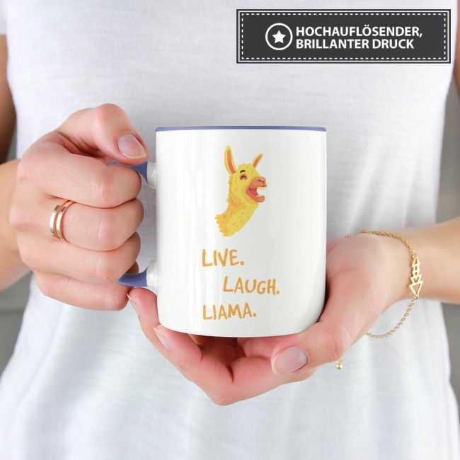 Tasse Live laugh llama Cambridge-Blau