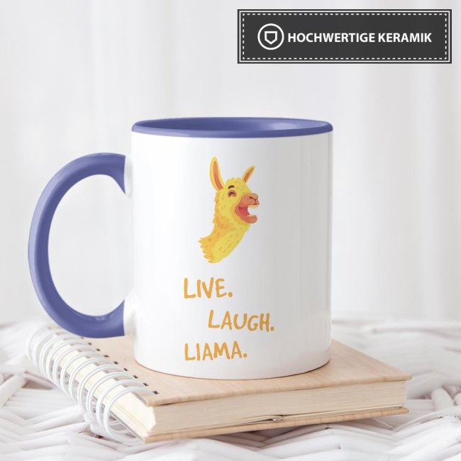 Tasse Live laugh llama Cambridge-Blau
