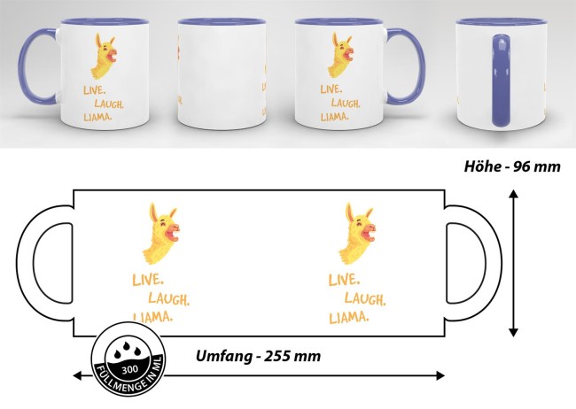 Tasse Live laugh llama Cambridge-Blau