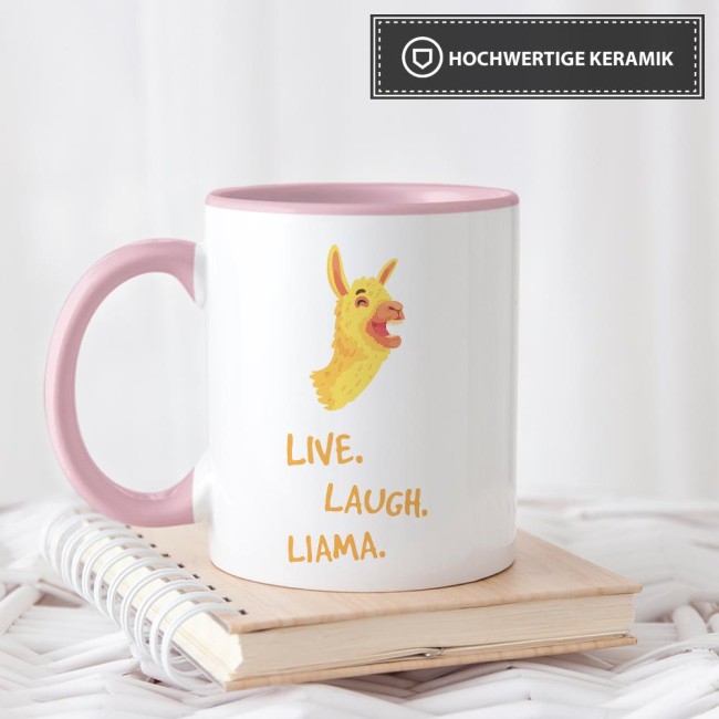 Tasse Live laugh llama Rosa
