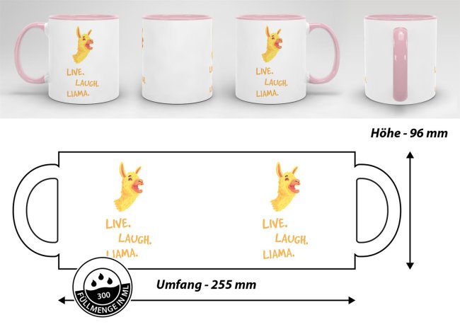 Tasse Live laugh llama Rosa