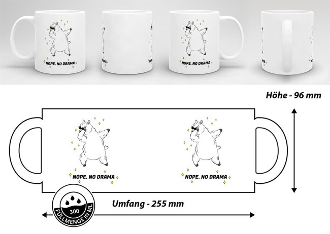 Tasse Nope no drama Weiss