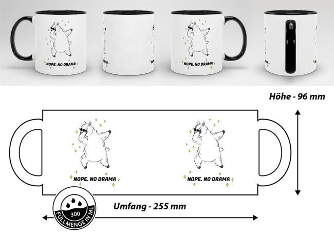 Tasse Nope no drama Schwarz