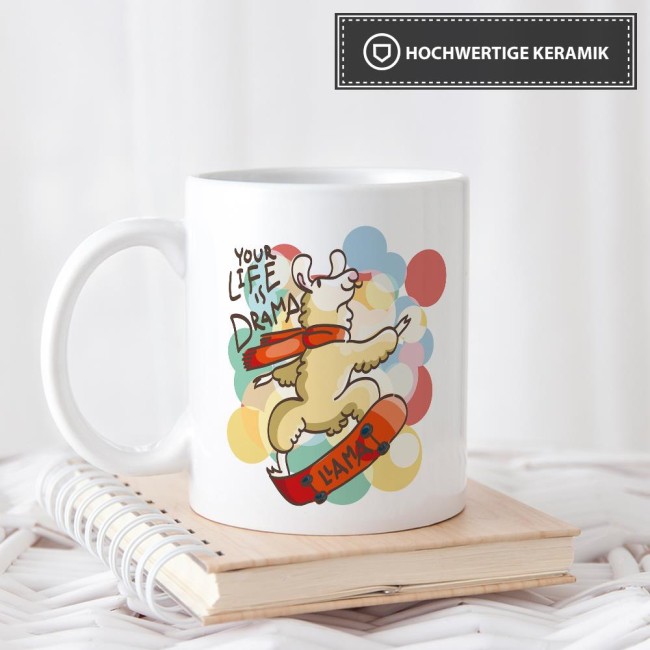 Tasse Your life is drama lama Weiss