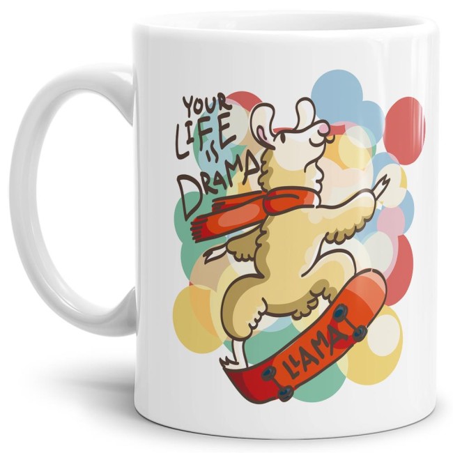 Tasse Your life is drama lama Weiss