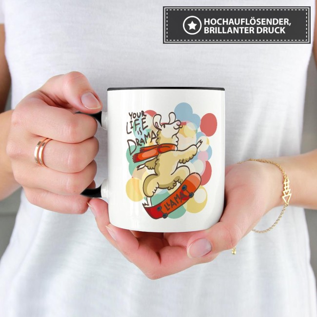 Tasse Your life is drama lama Schwarz