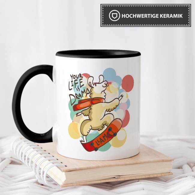 Tasse Your life is drama lama Schwarz