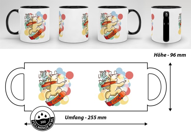 Tasse Your life is drama lama Schwarz