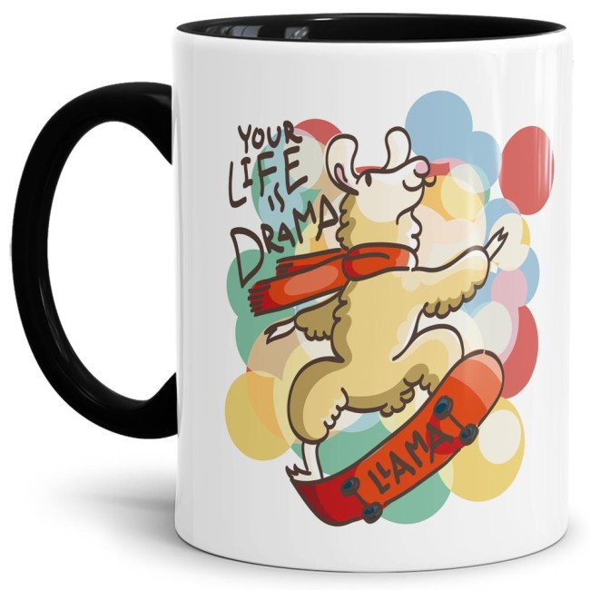 Tasse Your life is drama lama Schwarz