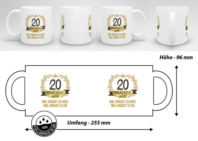 Geburtstagstasse mit Spruch - Knackige 20