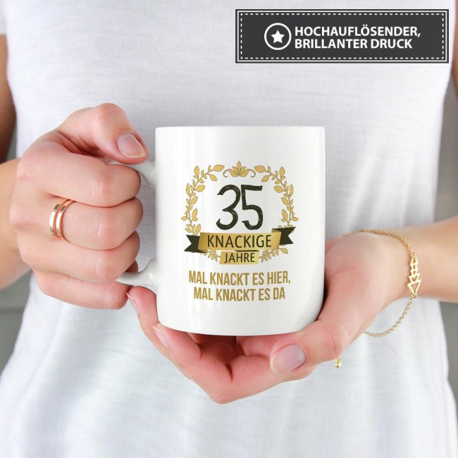Geburtstagstasse mit Spruch - Knackige 35